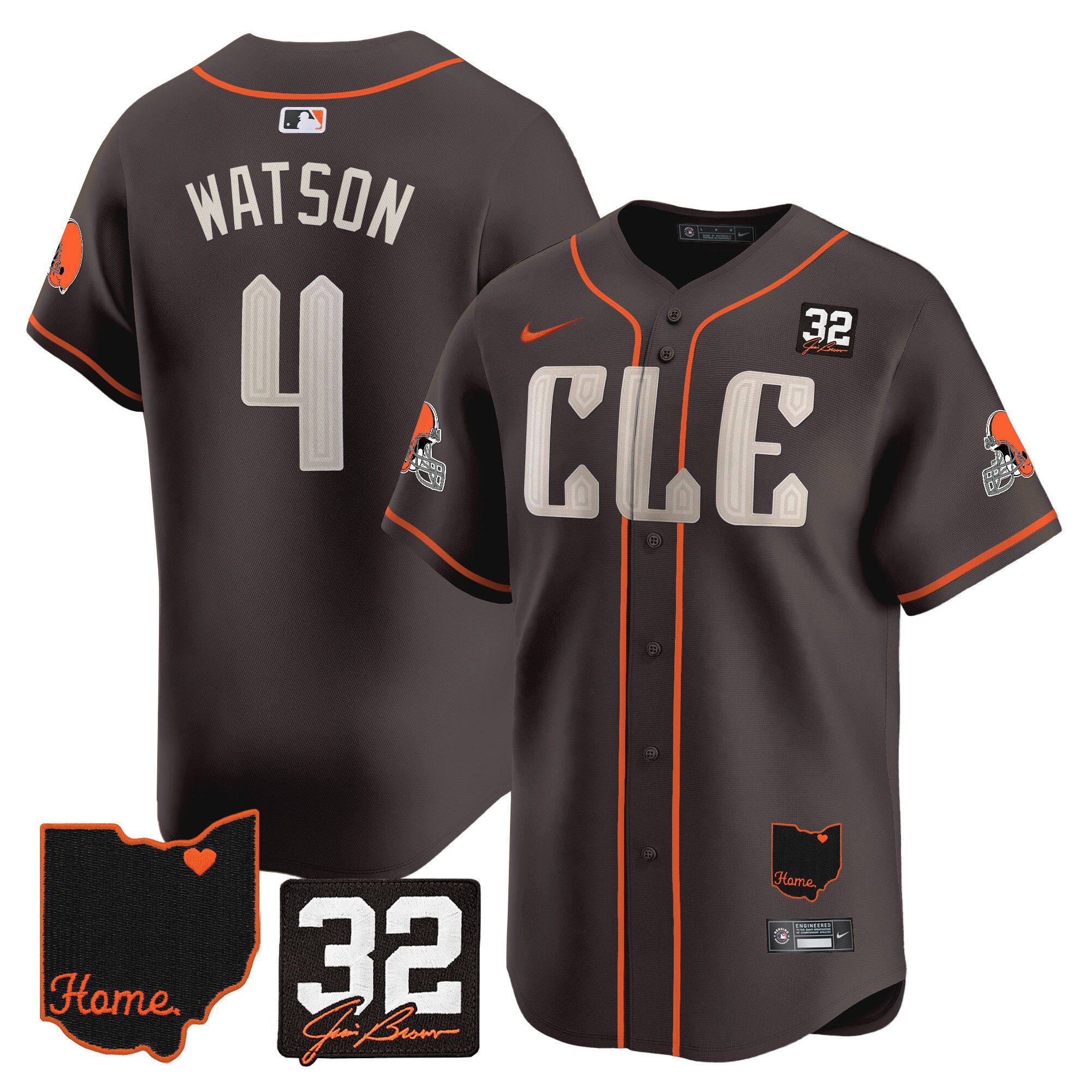 Men Cleveland Browns #4 Watson Brown Home Patch Vapor Premier Limited 2024 Nike NFL Jersey